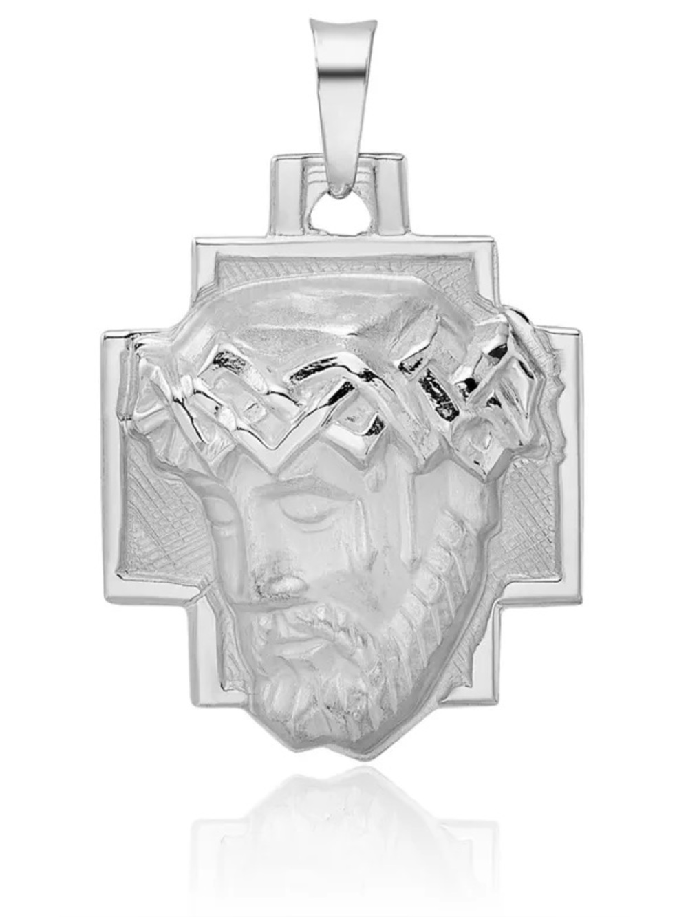 NIB Vintage Chapel Silver‑Filled Jesus Pendant Necklace — 3D Crown of Thorns
